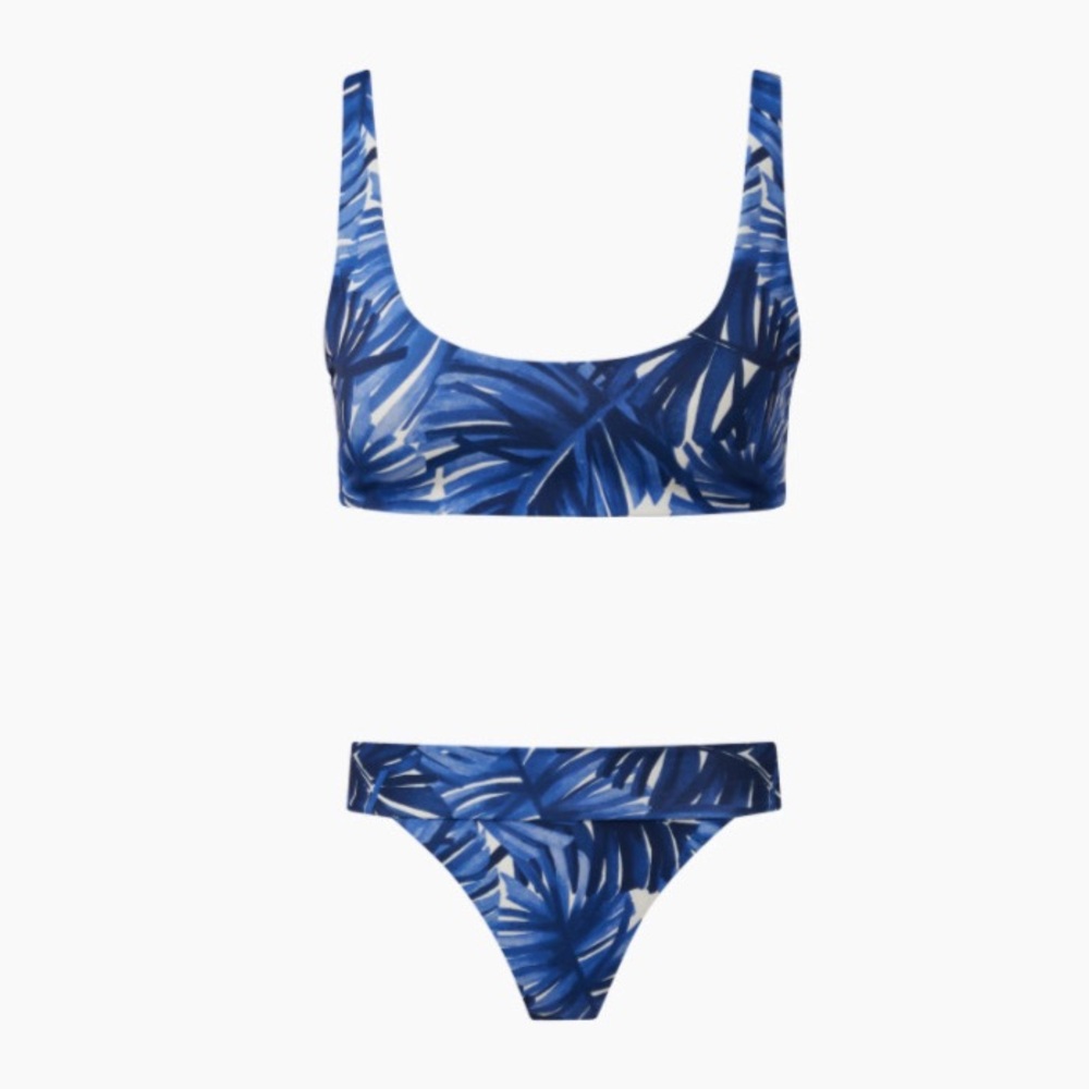 Onia Blue Palm Print Bikini Set
